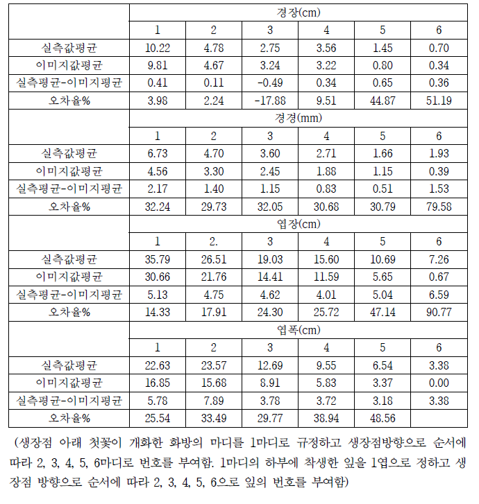 실측데이터와 이미지기반 데이터의 오차율 비교