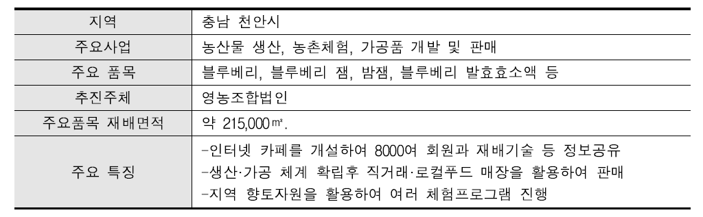 “블루베리와 다채로운 체험활동” 농가 개요