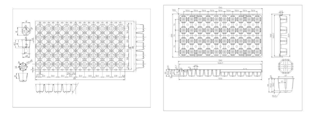 시험용 육묘트레이 도면(50공, 40공)
