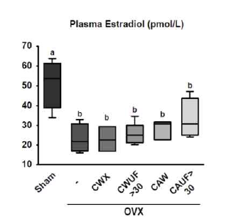 Plasma β-estradiol levels in CWX and CAX treated OVX mice.