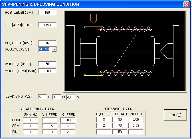 호브제원 및 샤프닝 가공 조건 입력부
