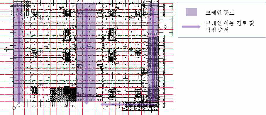 PC부재 설치를 위한 크레인 통로
