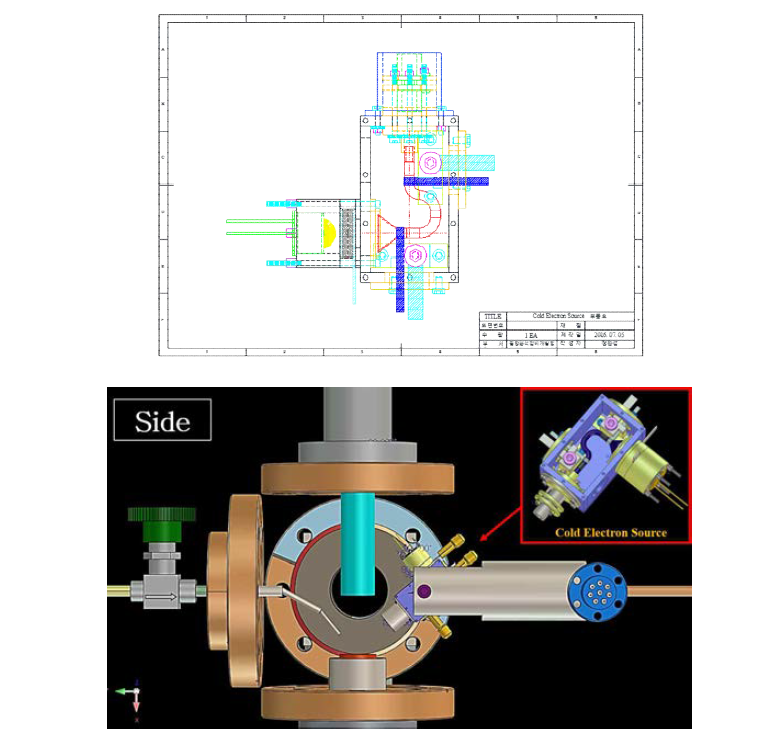 channeltron을 활용한 냉전자 이온원 2-D, 3-D 설계도