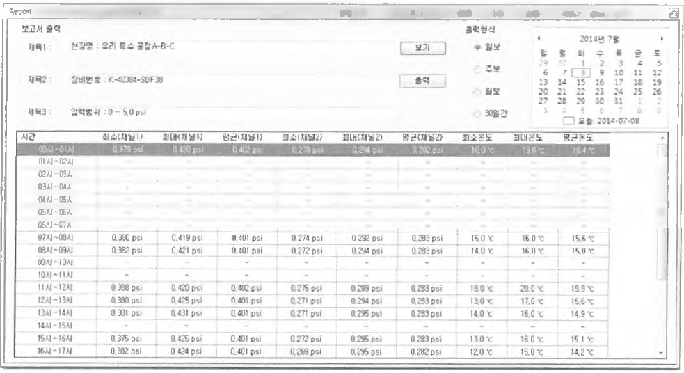 보고서 출력용 화면