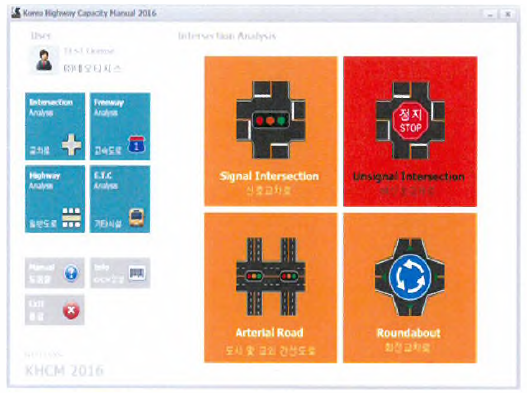 비신호교차로 분석 선택화면