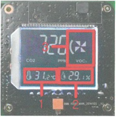 기본 센서 표시 - 1번: 온도 / 2번 : 습도 / 3번 : VOC