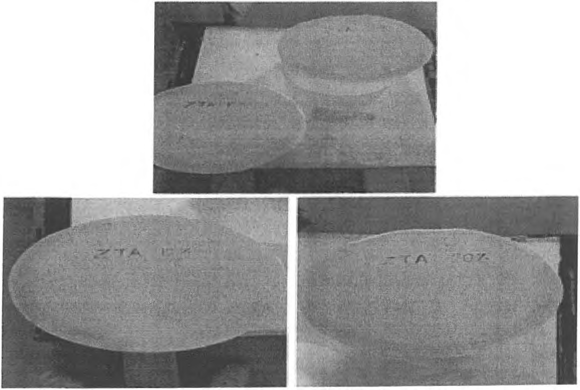 CIP에 의하여 성형된 ZTA 성형체