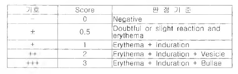 국제접촉피부염 연구회의 판정기준