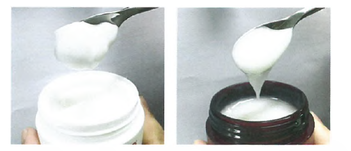 “ 카페익산 유도체” 과 “ 자가조립 PTD- 리포좀-카페익산” 제형의 사진