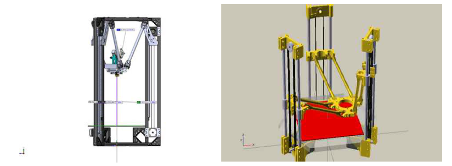 델타로봇기반의 FDM 3D 프린터 기구부 개념도