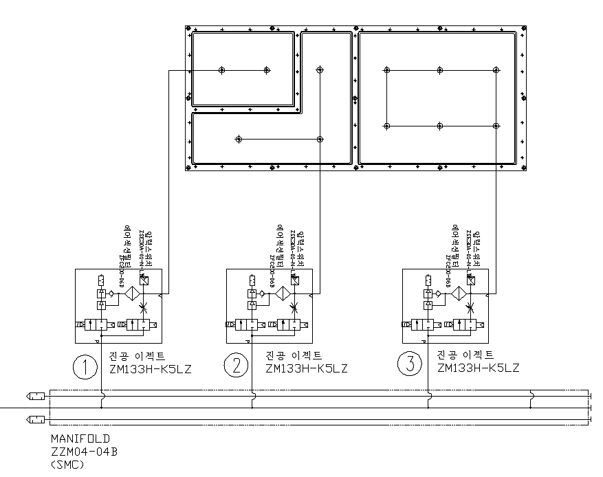 진공 발생기 / 진공 PAD 동작 공압 설치도