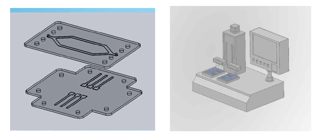 기반 유전자 분석칩과 유전자 분주 시스템 3D 설계 도면