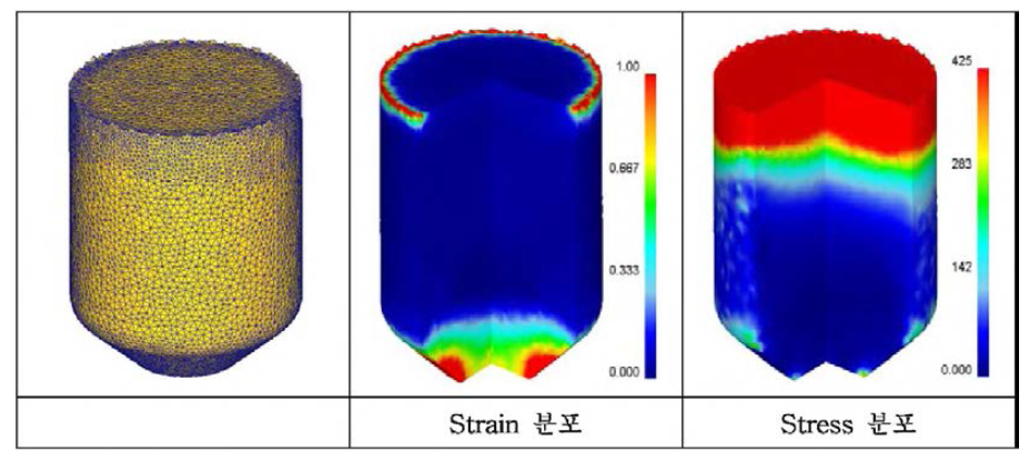 2공정 결과 변형률 및 응력분포