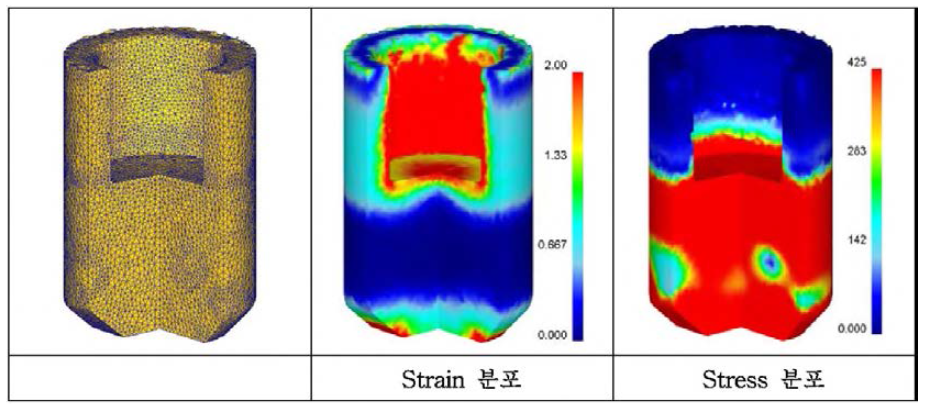 3공정 결과 변형률 및 응력분포