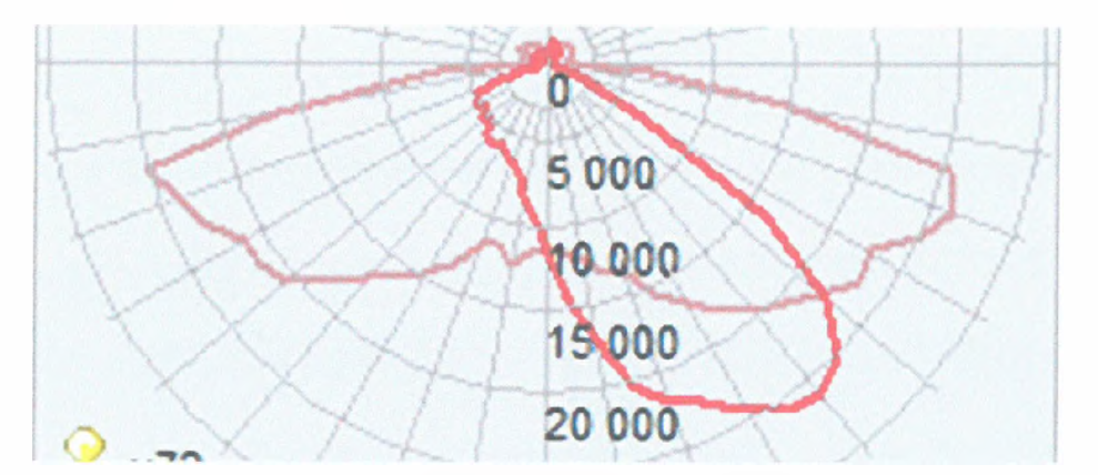 단일 광학계 형상( 배광분포 차트