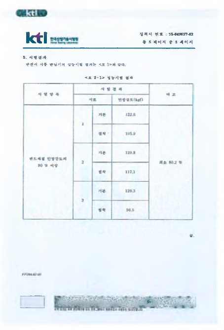 접착력 시험성적서