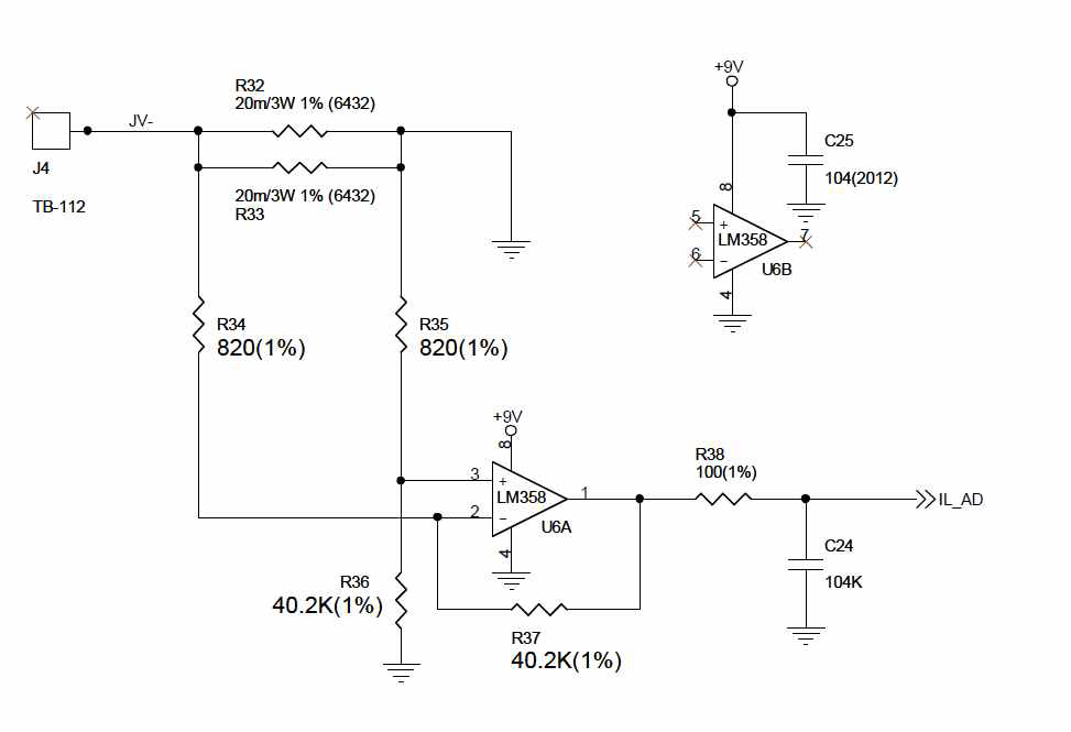 ASM (Analog sensing module)의 마이너스 전류측정 회로도