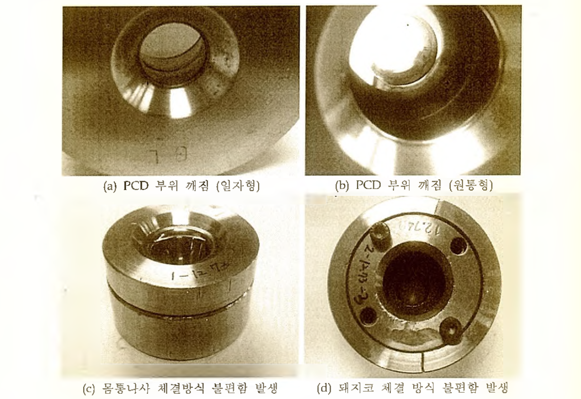 인발용 다이아몬드 복합 다이스의 시제품 평가: 불량 및 개선안