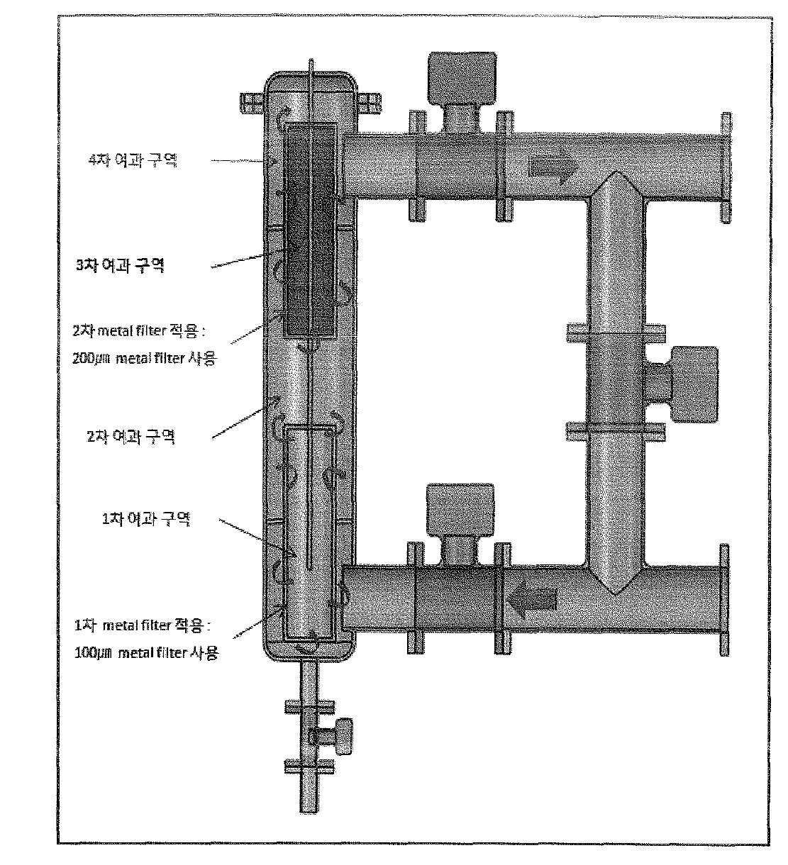 메탈섬유여과막 혼용식 본체부