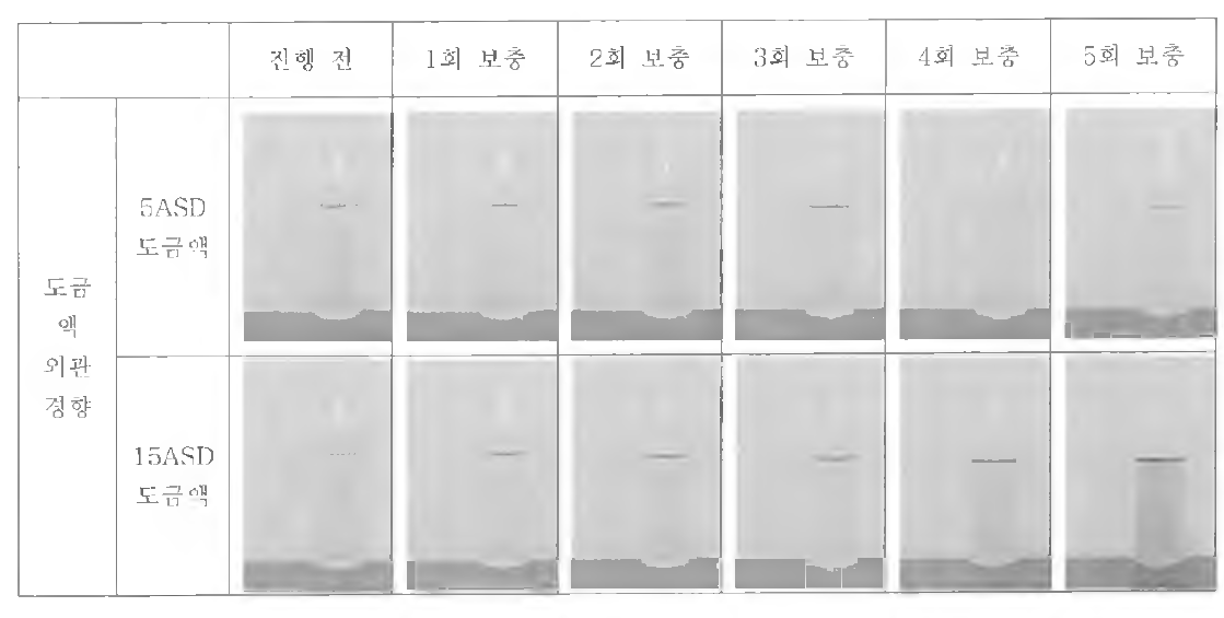 도금 진행에 따른 도금액 색상변화 경향