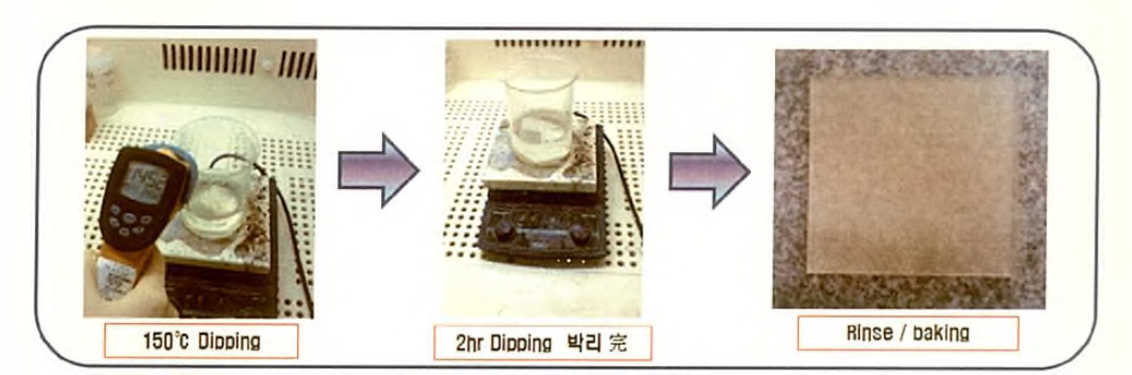 개발 etchant 표면 코팅충 제거 Test