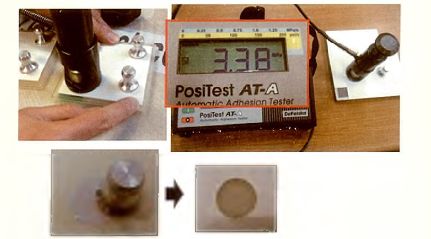 재생 코팅층에 대한 접착력 확인.