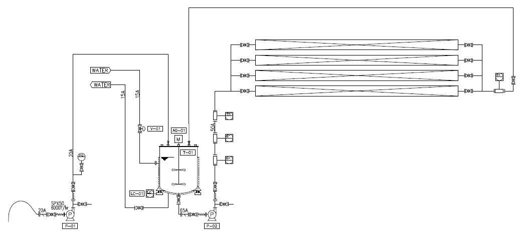 수냉시스템을 추가한 Filtration 장치 P&ID