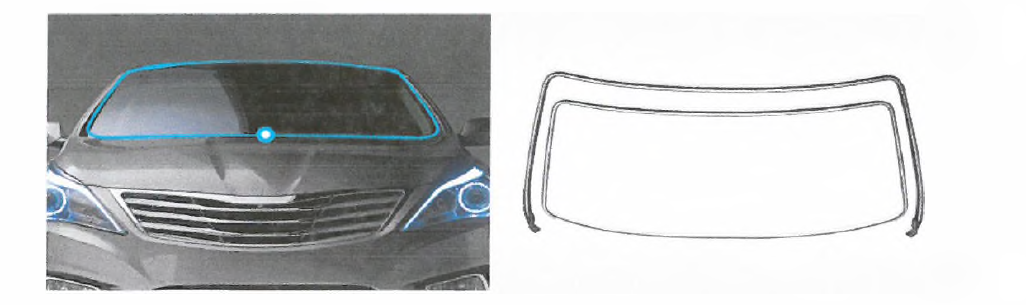 자동차 앞뒤 장착되는 Wind Shield Glass Moulding부 설명도