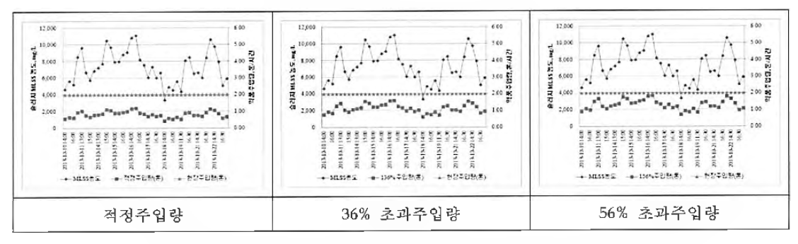 A시 하수처리장 잉여슬러지에 대한 현장주입량 변화