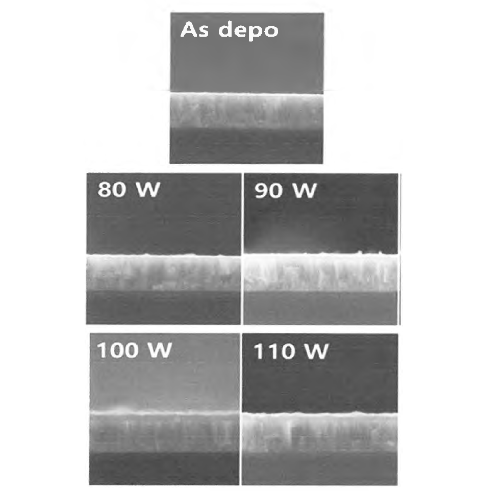 Ion Source 파워에 따른 표면 및 단면 특성
