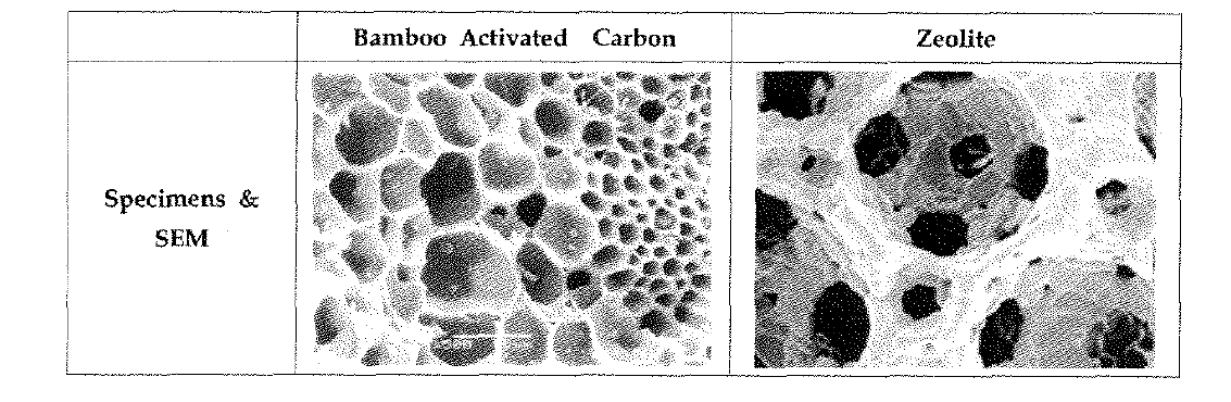 Bamboo Activated Carbon 및 제올라이트의 표면 톡성