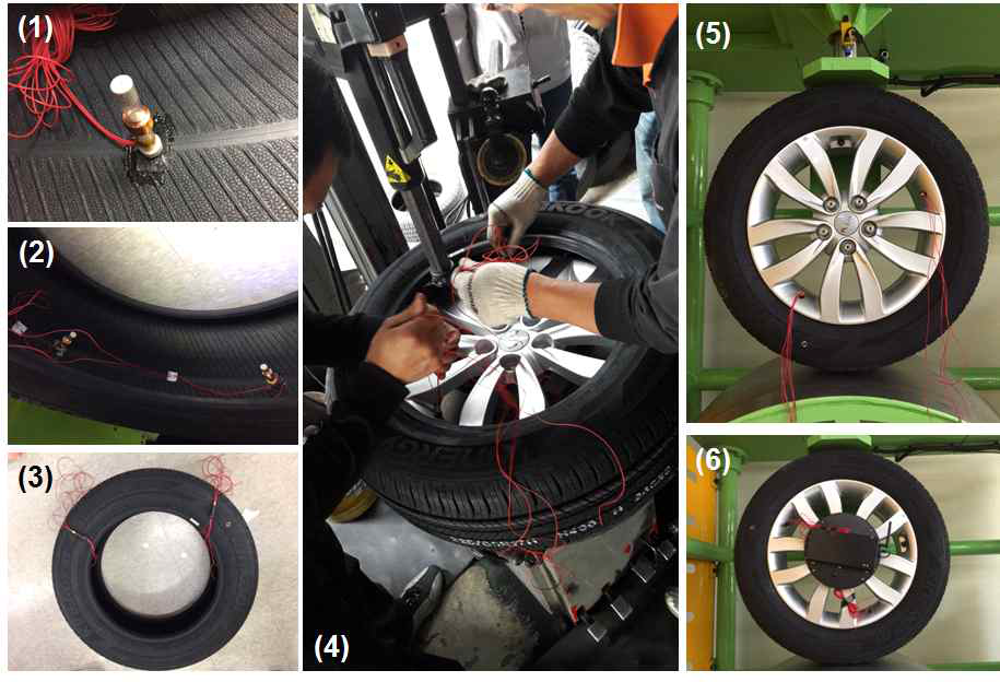 에너지 수확장치 부착 및 타이어 구동 시험 과정