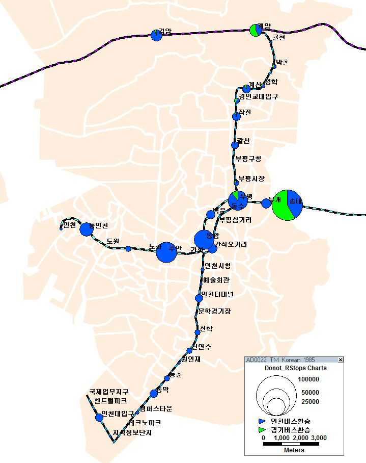 지하철역별 인천시내버스 환승인원 (’11.11.17 목요일)
