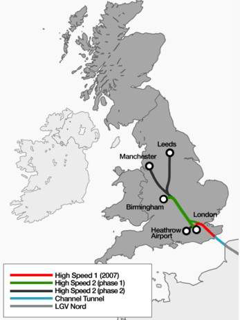 영국의 고속철도 운행 노선 및 구축 계획