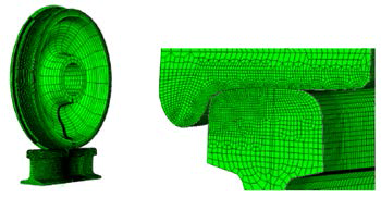 차륜 및 레일에 대한 3D 모델링 예