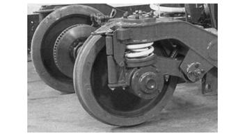 Trailing arm suspension on a Y32 bogie