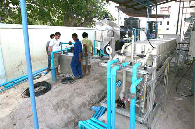 몰디브 섬에 설치된 막증류 시스템