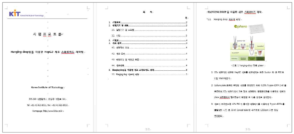 현적배양법을 이용한 간세포 스페로이드 제작법에 관한 시험법 매뉴얼