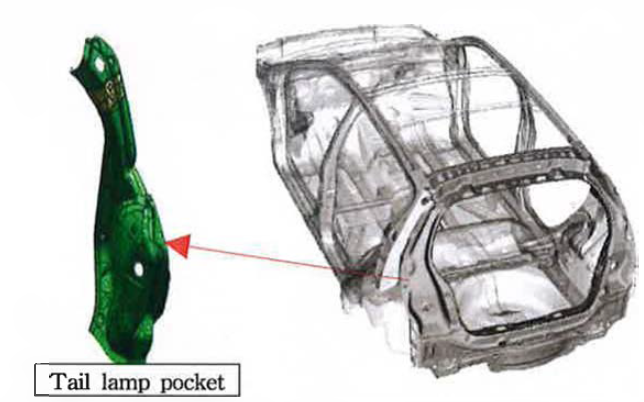 해치백 타입 차량의 Body frame과 일체화된 Tail lamp pocket