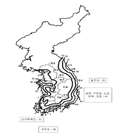 탱크 풍하중 설계기준 지역별 기본풍속