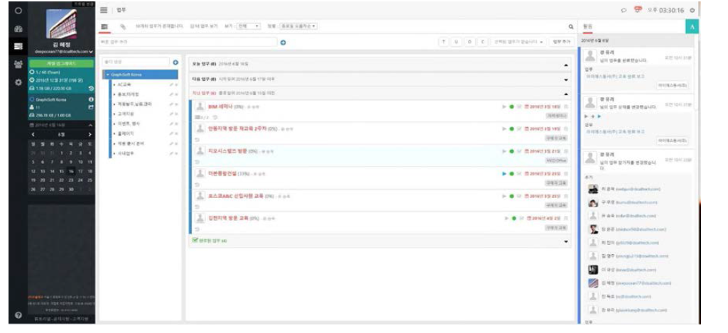 그라피소프트코리아 업무 화면