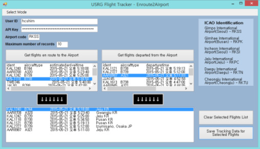 Enroute2Airport 모드, 지정 공항으로 이동하는 항공기 데이터 획득