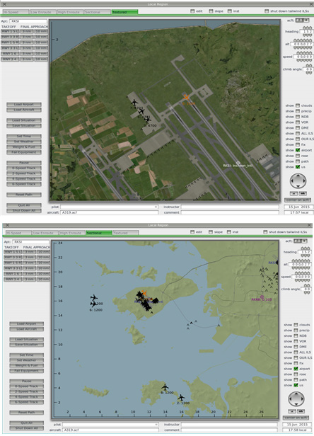 X Plane10 ADS-B 실시간 피드 결과 로컬 맵(인천공항)