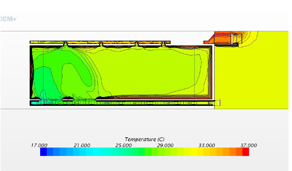 바닥냉방시스템 적용 결과: 개선3안_온도 (단면)