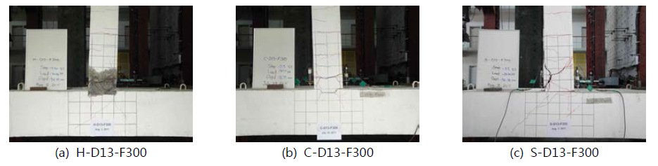 Observed damage of side faces at 3rd cycle of 3.5% drift ratio