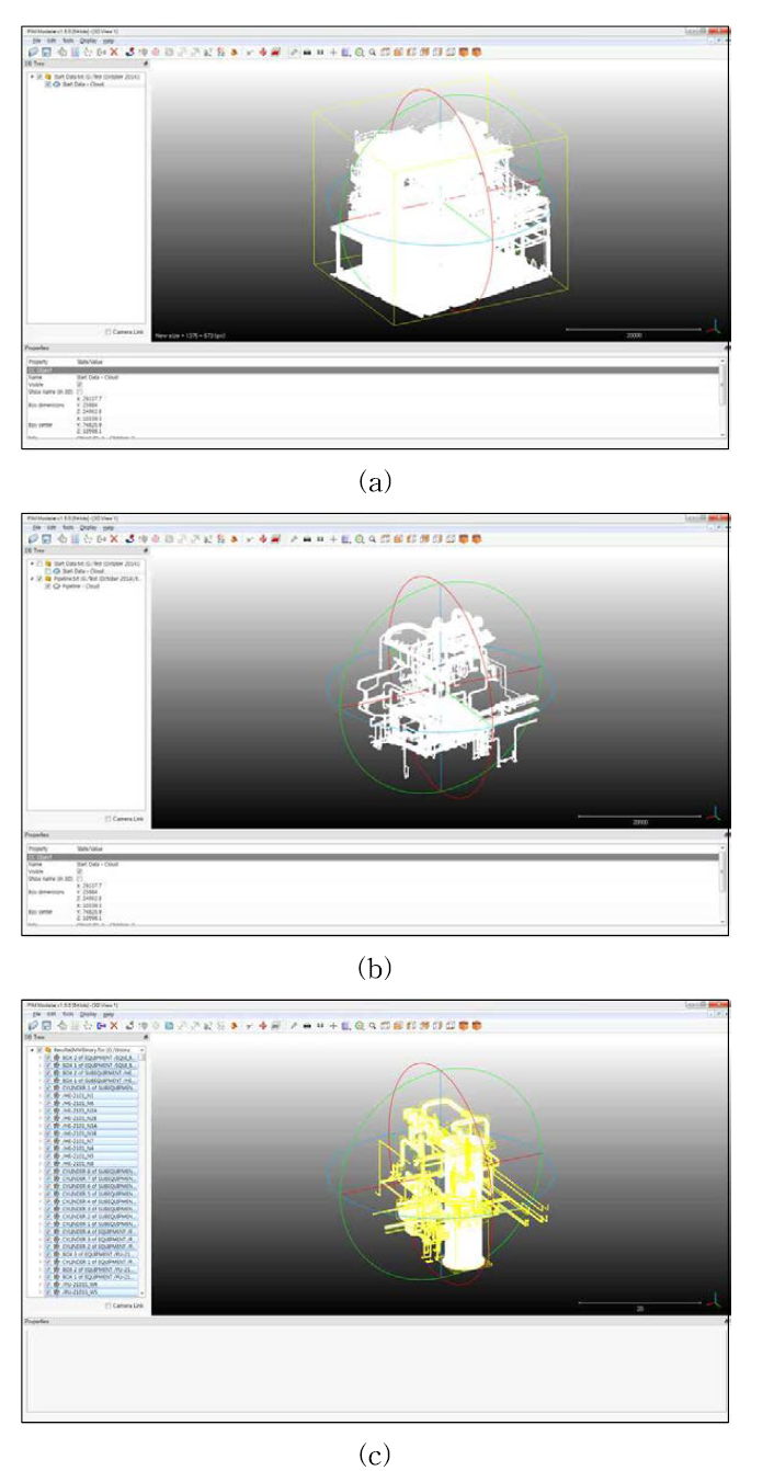 3차원 As-Built 플랜트 정보 모델 구축 시스템 개발 결과 화면 예시