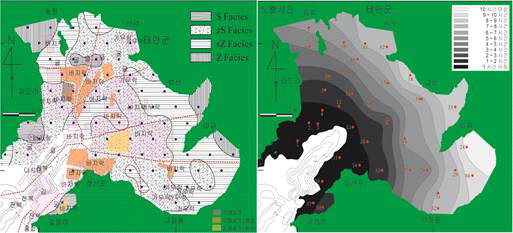 Sediment type and exposure line at Geunso bay