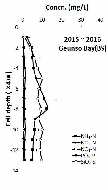 Pore water nutrient of surface sediment at the Geunso bay