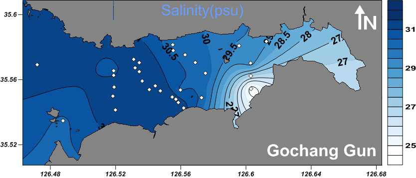 Salinity distribution in Gomso Bay