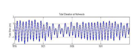 Tide elevation of abalone farm at Nohwa-do (2012.9.16∼10.5).(흑백)